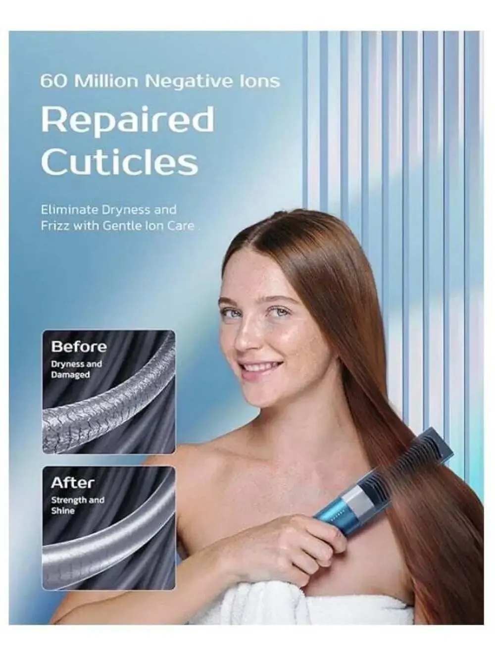 VENTRIS VOYA Cordless Ionic Hair Straightener Brush - New/Sealed in Box